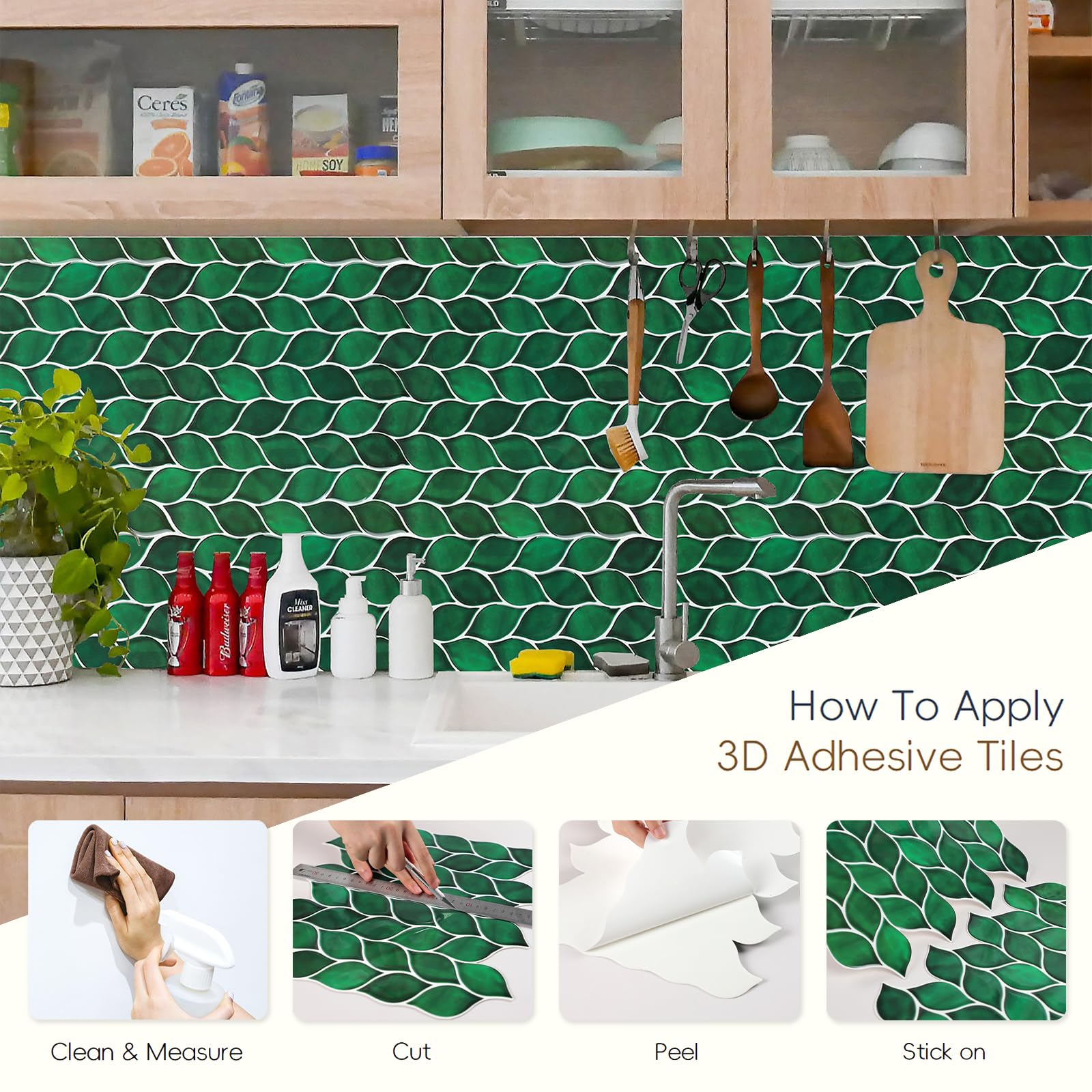 Set Di 10 Piastrelle Adesive 3D Per Paraschizzi, 23 X 23 Cm, Per Cucina Bagno E Pareti 95756852
