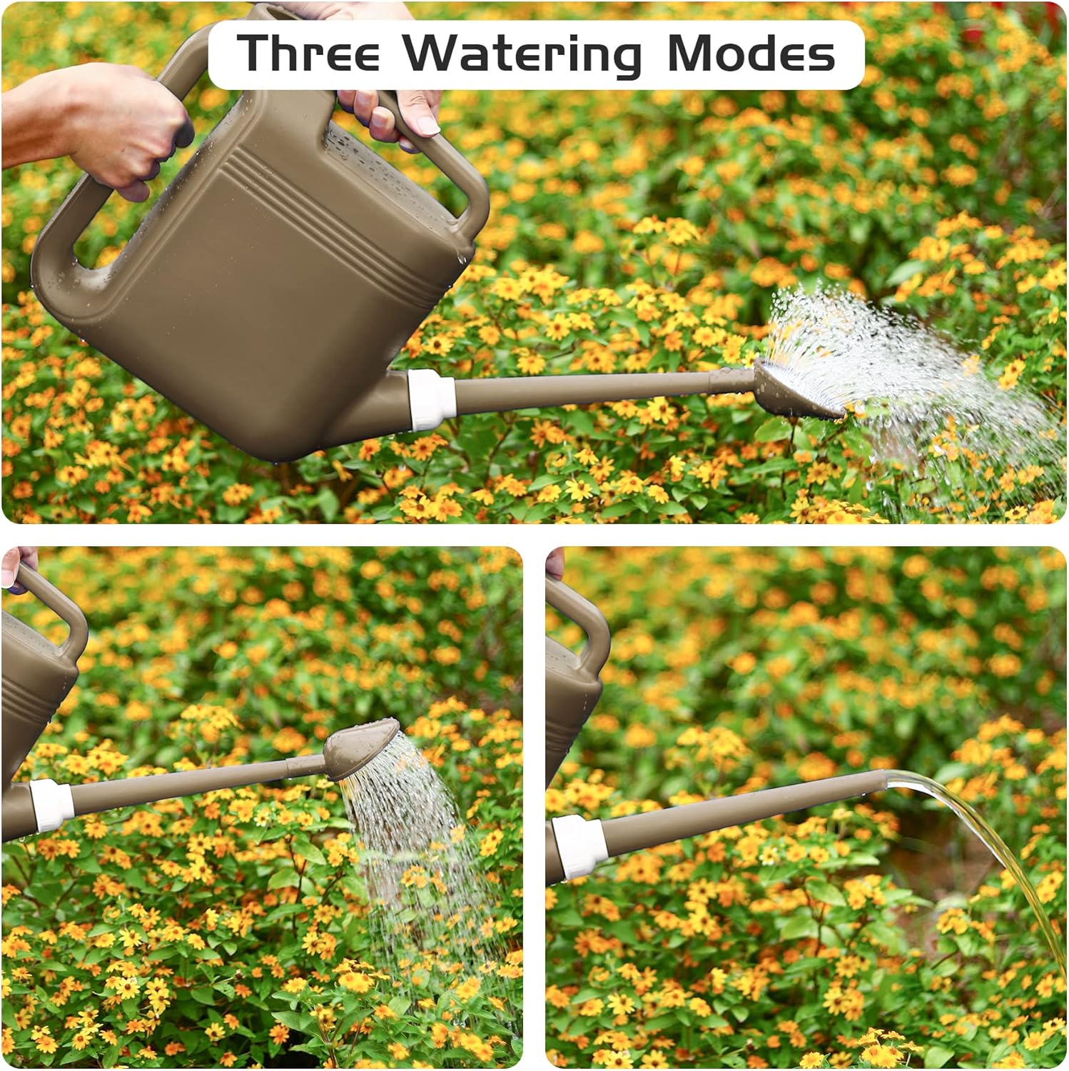 1.5 Gallon Watering Can for Outdoor & Indoor Plants, Large Garden Watering Pot with Lightweight and 5.5L Capacity, Plastic Watering Can with Long Spout and Metal Removable Sprinkler Head, Grey - Image 4