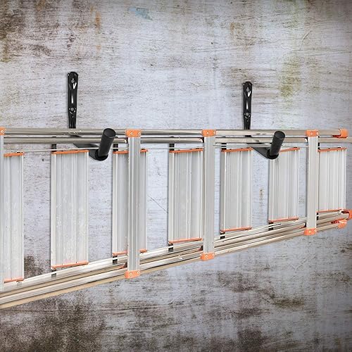 Miniatura 4 de Gancho de almacenamiento de garaje resistente, paquete de 8 ganchos de escalera para montaje en pared con brazo jumbo de 12.7 pulgadas, ganchos
