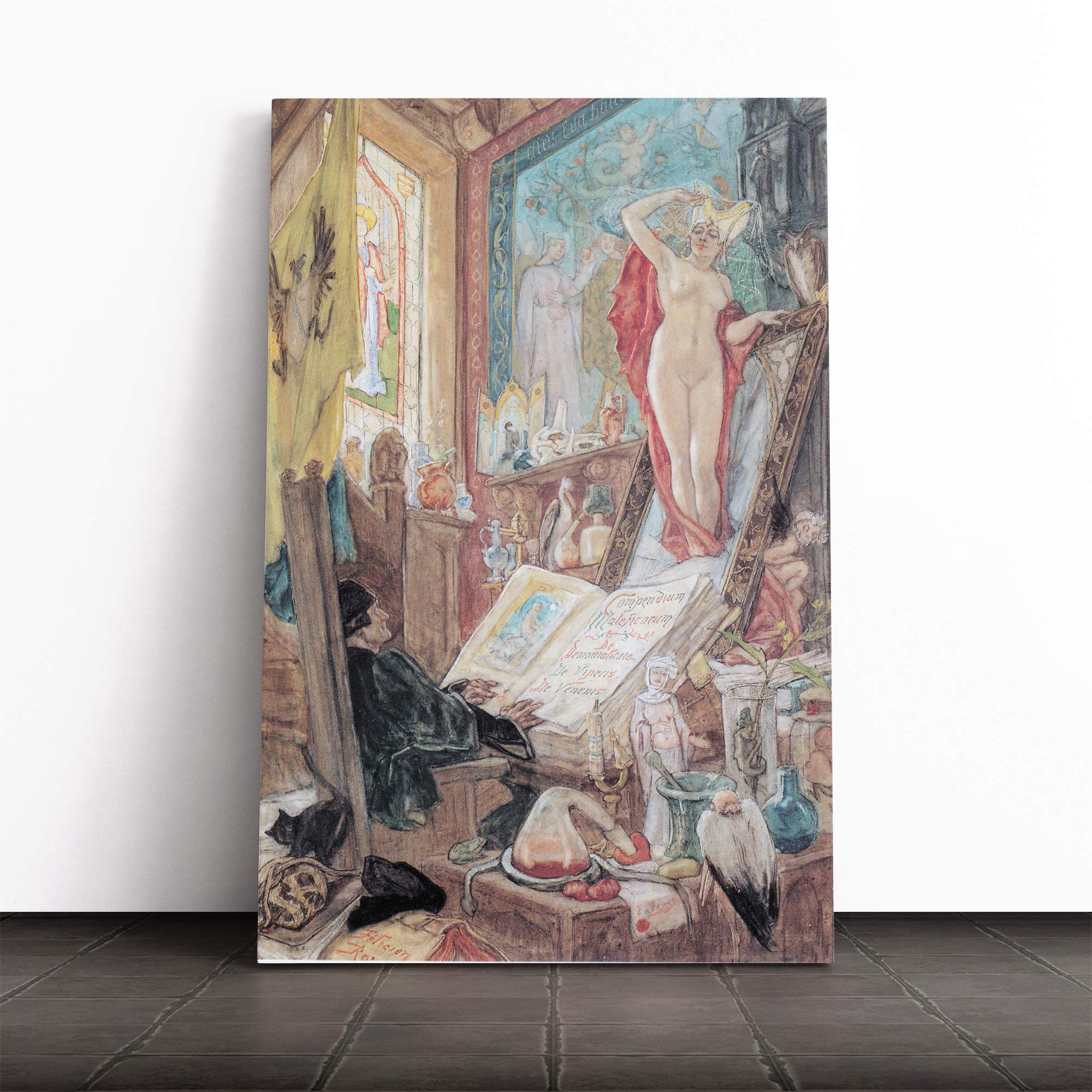 Felicien Rops Incantation Canvas Print | Gallery Wrapped 30mm Frame Wall Art | 30x20 inches | Ready to Hang | Modern Picture | Living Room Bedroom Lounge Office