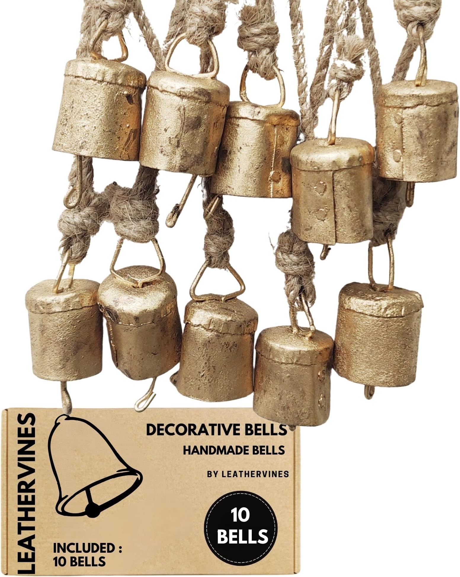 JYPR 20 Pc Vintage Rustic Metal Cow Bells Christmas Decor Bells Antique Handmade