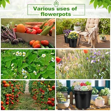 4pcs 10 Gallon Pots for Plants, 10 Gallon Plastic Nursery Pot with Drainage Holes, Planter Seedling Pots for Nursery Garden, Flowers, Succulent Outdoor Indoor (10 Gal- 4 Pack)