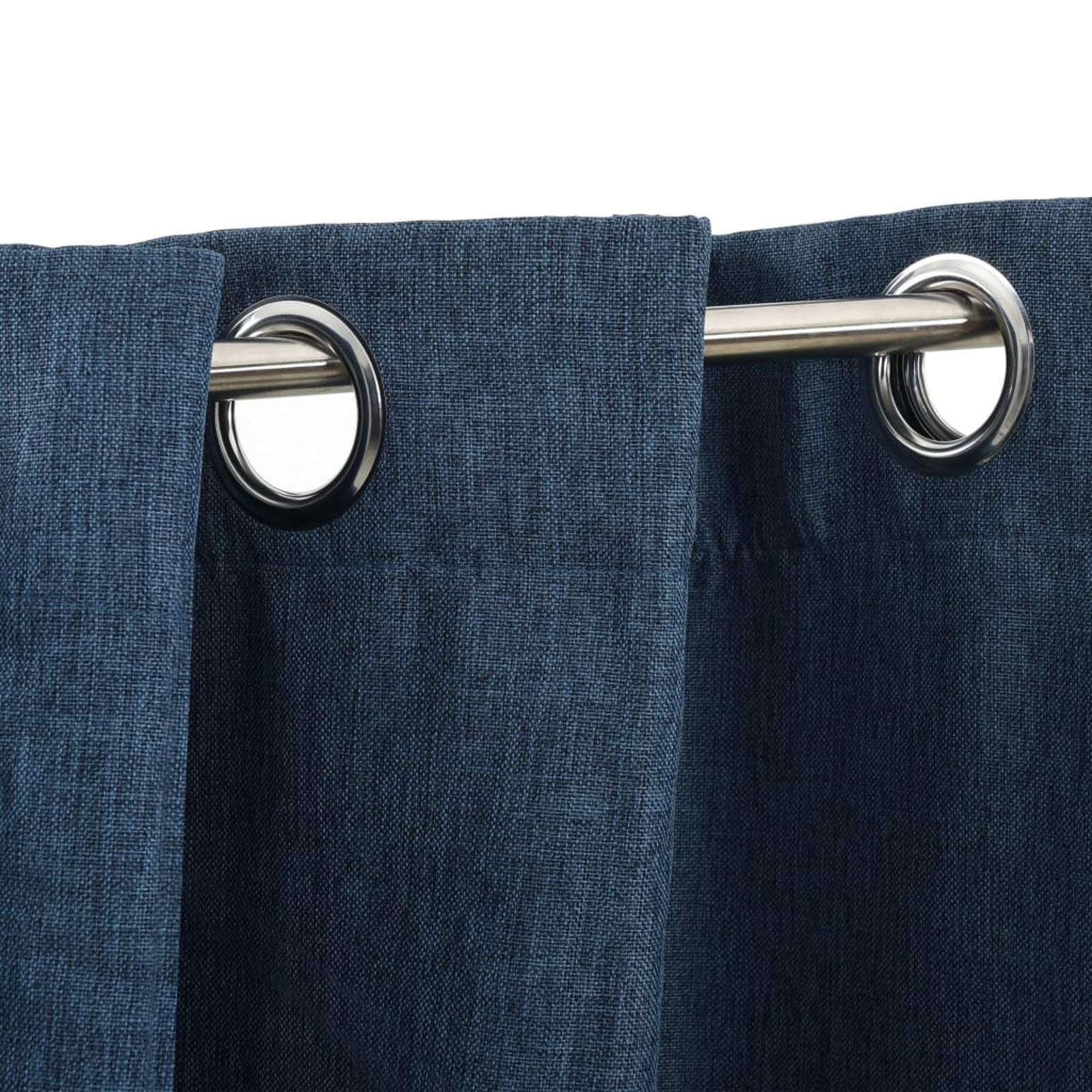 Verdunkelungsvorhänge mit Ösen Verdunkelungsvorhang Schlaufe Thermo Gardine Blickdicht Leinenoptik Blau 290x245 cm