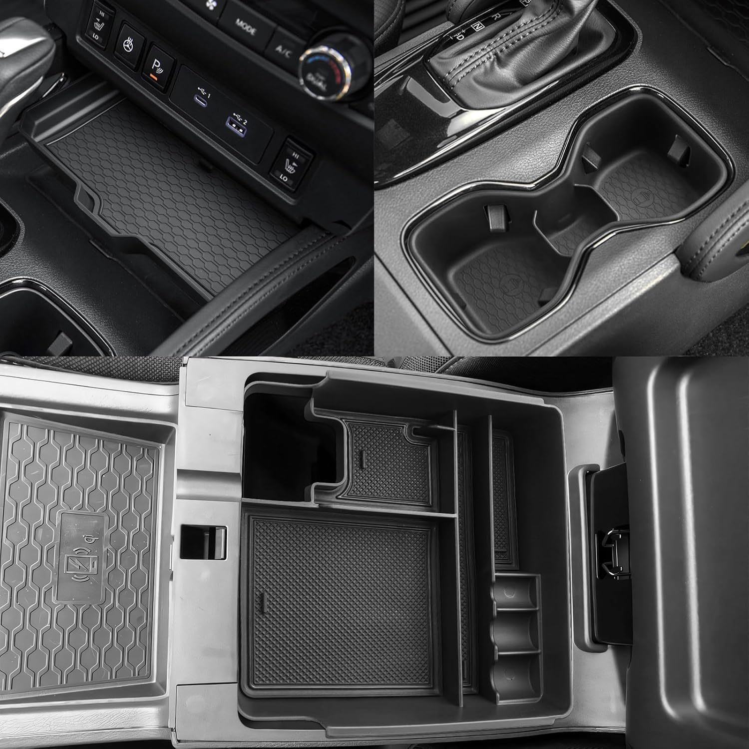 CDEFG 3Pcs for 2025 Frontier Center Console Organizer for 2022-2025 Nissan Frontier Accessories Middle Console Tray Armrest Storage Box Cup Holder