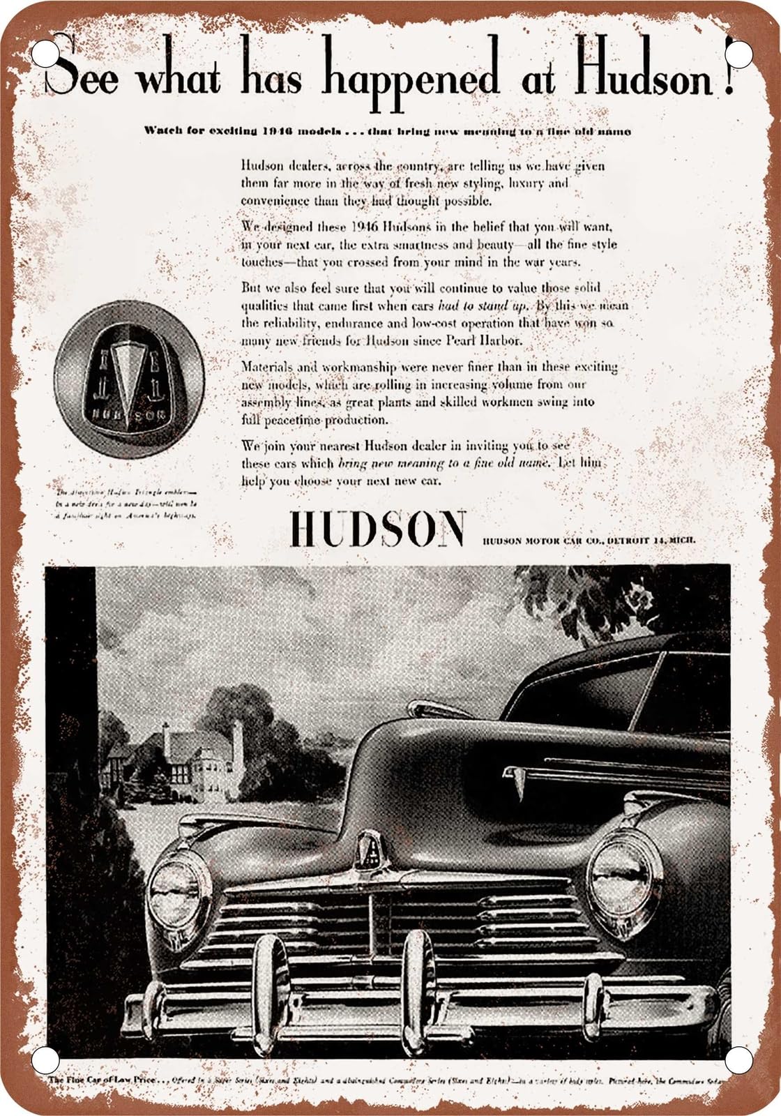 Miaomansenstore Metal Sign - 1946 Hudson Vintage Ad 11 - Old Retro Rusty Look Home Decor