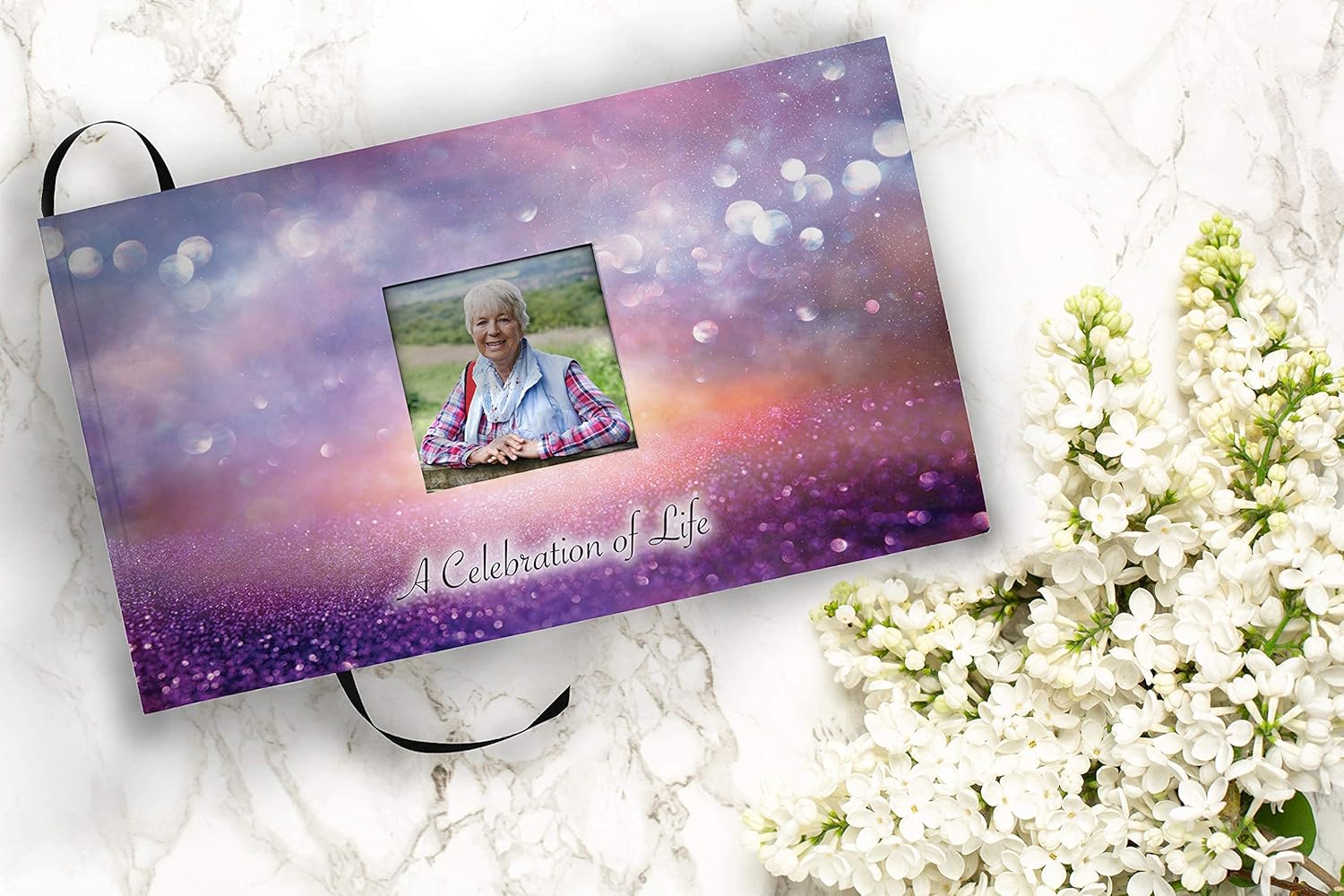 Lilac Loving Angel Cremation Urn for Adult Ashes with Matching Funeral Guest Book