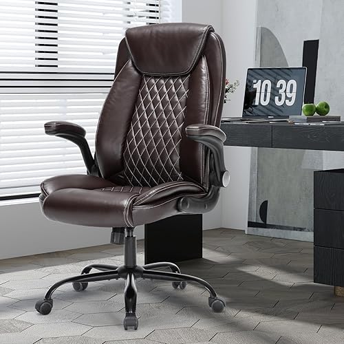 Heavy-Duty Executive Office Chair with Ergonomic Design, 300LBS PU Leather
