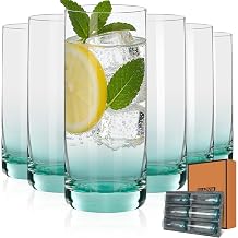 Green Highball Glasses Set of 6, Drinking Glass for Mixed Drink