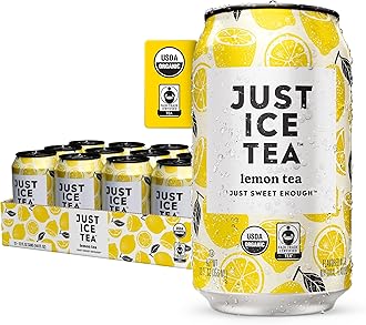 - Just Ice Tea, Lemon Flavored Black Iced Tea, 12-Pack (12oz Cans), USDA Certified Organic, Real Brewed, Low Calorie, No Artificial Sweeteners, Fair Trade, Made in USA.