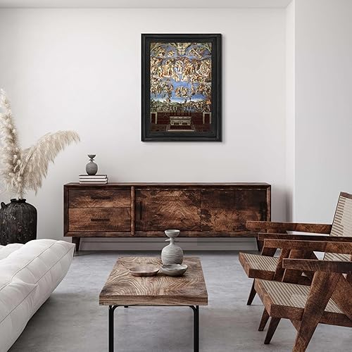 Miniatura 3 de Lost Cabin The Last Judgement de Miguel Ángel  Lienzo en marco plano negro  Reproducción de pinturas de obras de arte finas  Póster decorativo