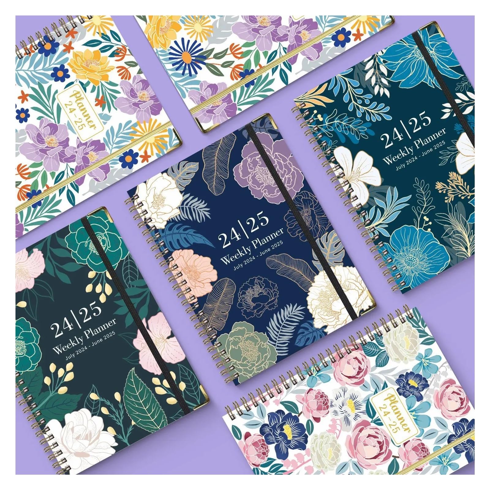 Inspirierendes Notizbuch 2 stücke 71 blätter Floral Monatliche Wöchentlich Planer Agenda A5 Notebook Planer Kalender Zeitpläne Schreibwaren Schule Bürobedarf(B09)