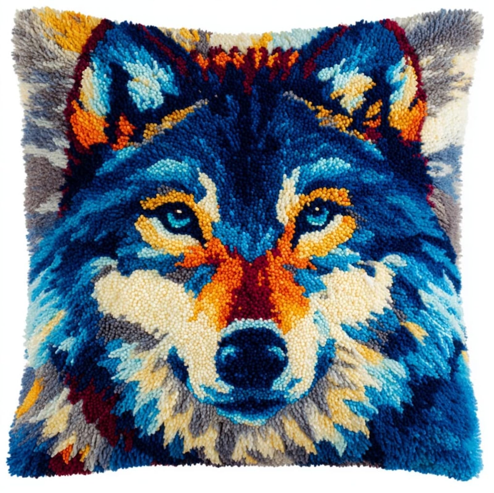 Wallustrioaw Animal Wolf Latch Hook Craft Cushion Kit 43X43cm,