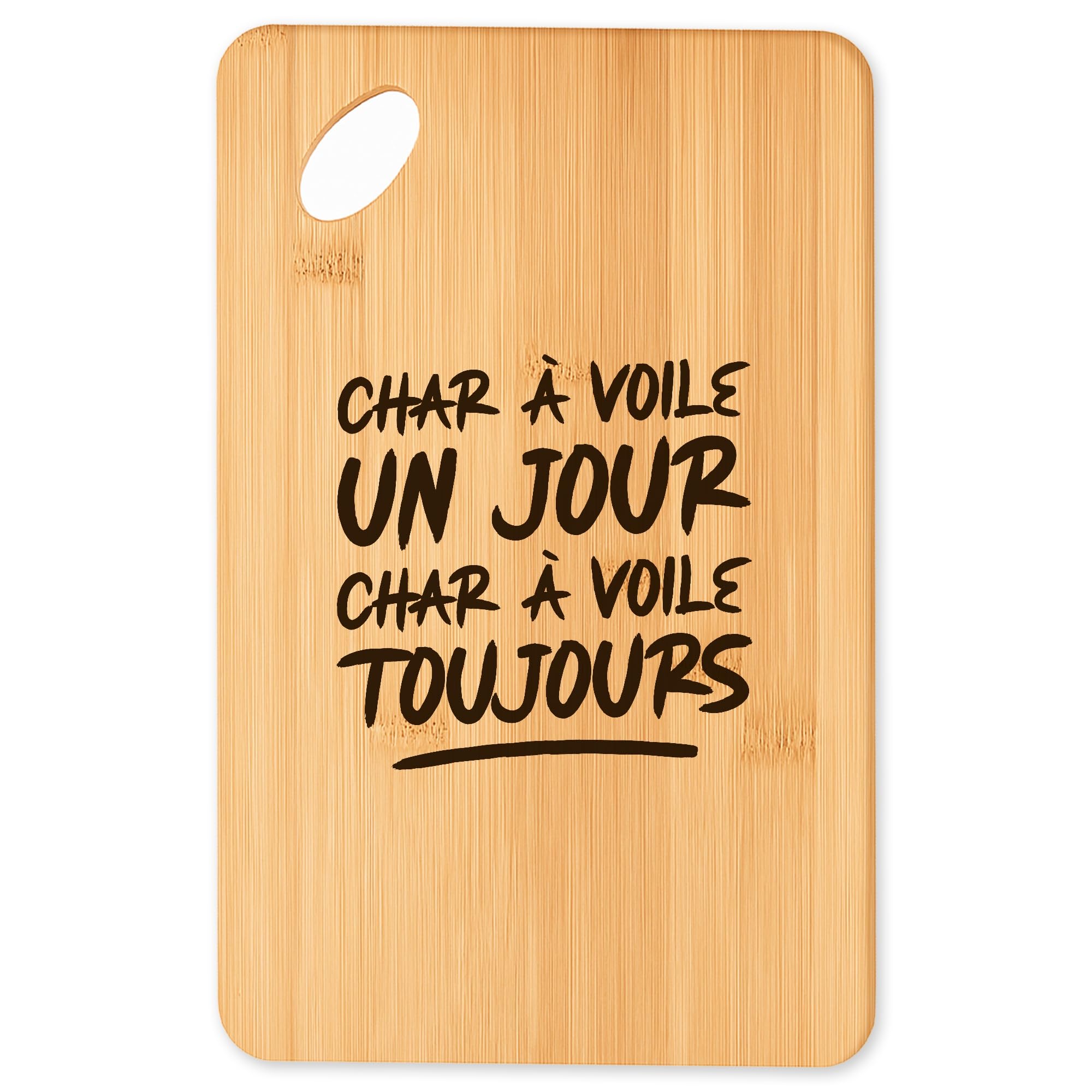 Planche à découper en bambou plateau apéro char a voile cadeau cuisine
