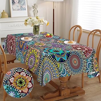 Boho Gartentischdecke Outdoor - Wetterfest & Abwaschbar, 140x200cm