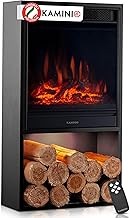 KAMINIO Hugo Electric Fireplace Heater with Heating 3D Flame Effect LED Ambient Light Wood Compartment Remote Control (Black)