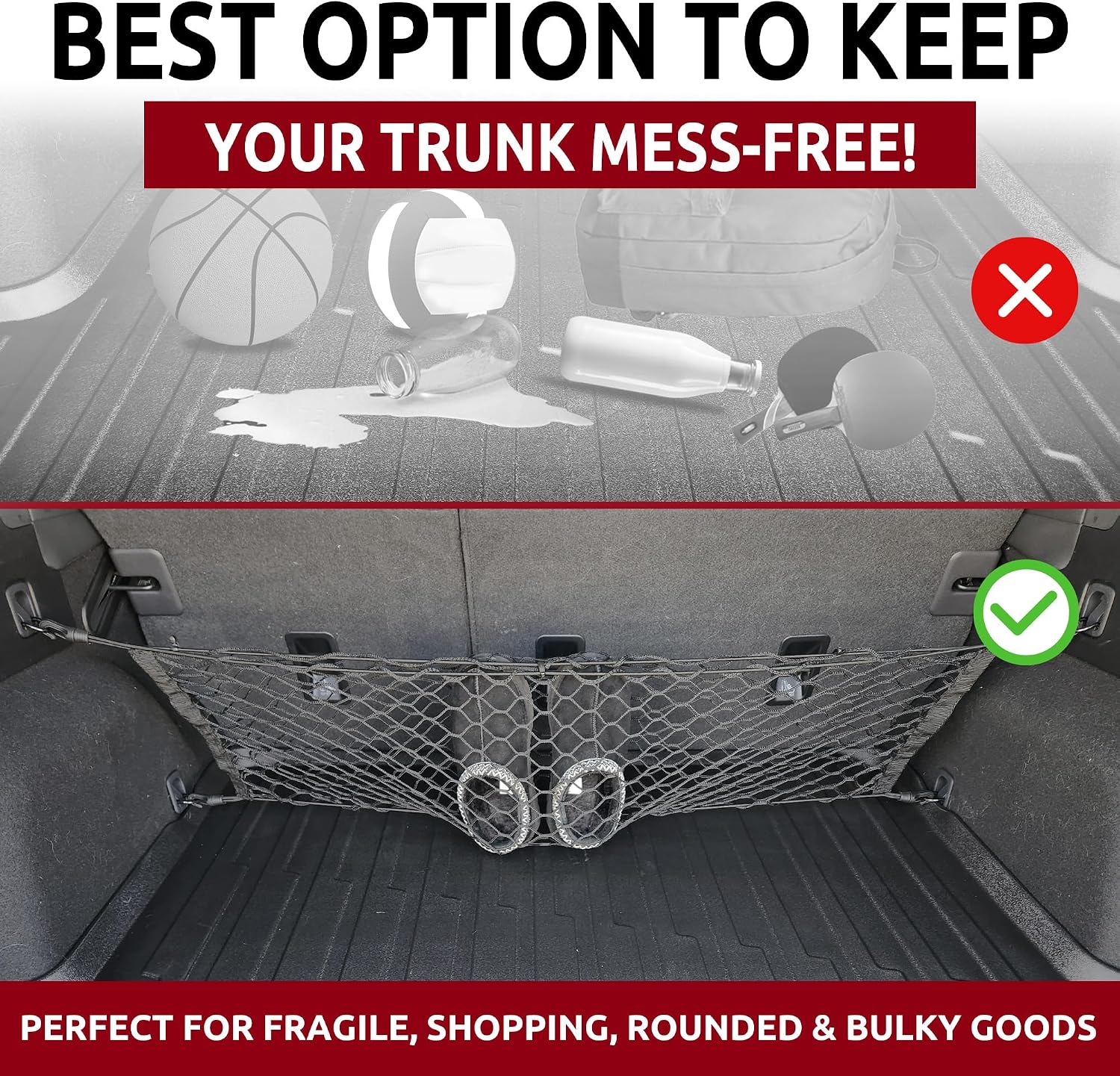 Rear Seat Envelope Style Automotive Elastic Trunk Mesh Cargo Net for Subaru Outback 2020-2025 - Premium Trunk Organizers and Storage - Luggage Net for SUV - Best Car Organizer for Subaru Outback