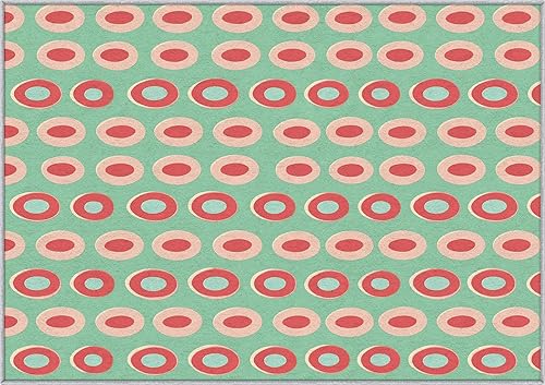 Retro 70s Rug, 6x8 Area Rugs Mid Century Modern Geometric Pattern for Living Room, Bedroom, Retro 70s Home Decor Accessories Indoor Carpet, Non Slip