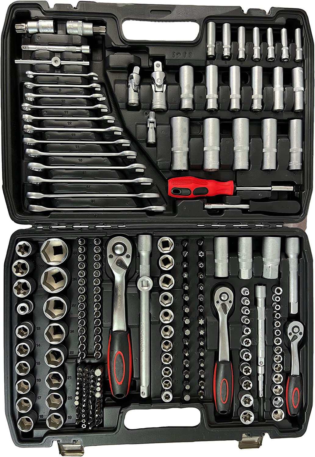 Maletín herramientas 215pz CALIDAD PROFESIONAL carraca 1/2",1/4" y 3/8" llaves, vaso, puntas variadas