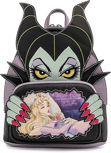 Loungefly Disney Villains Scene Maléfica Bella Durmiente Mujer Doble Correa Bolsa de Hombro Bolso, Multi