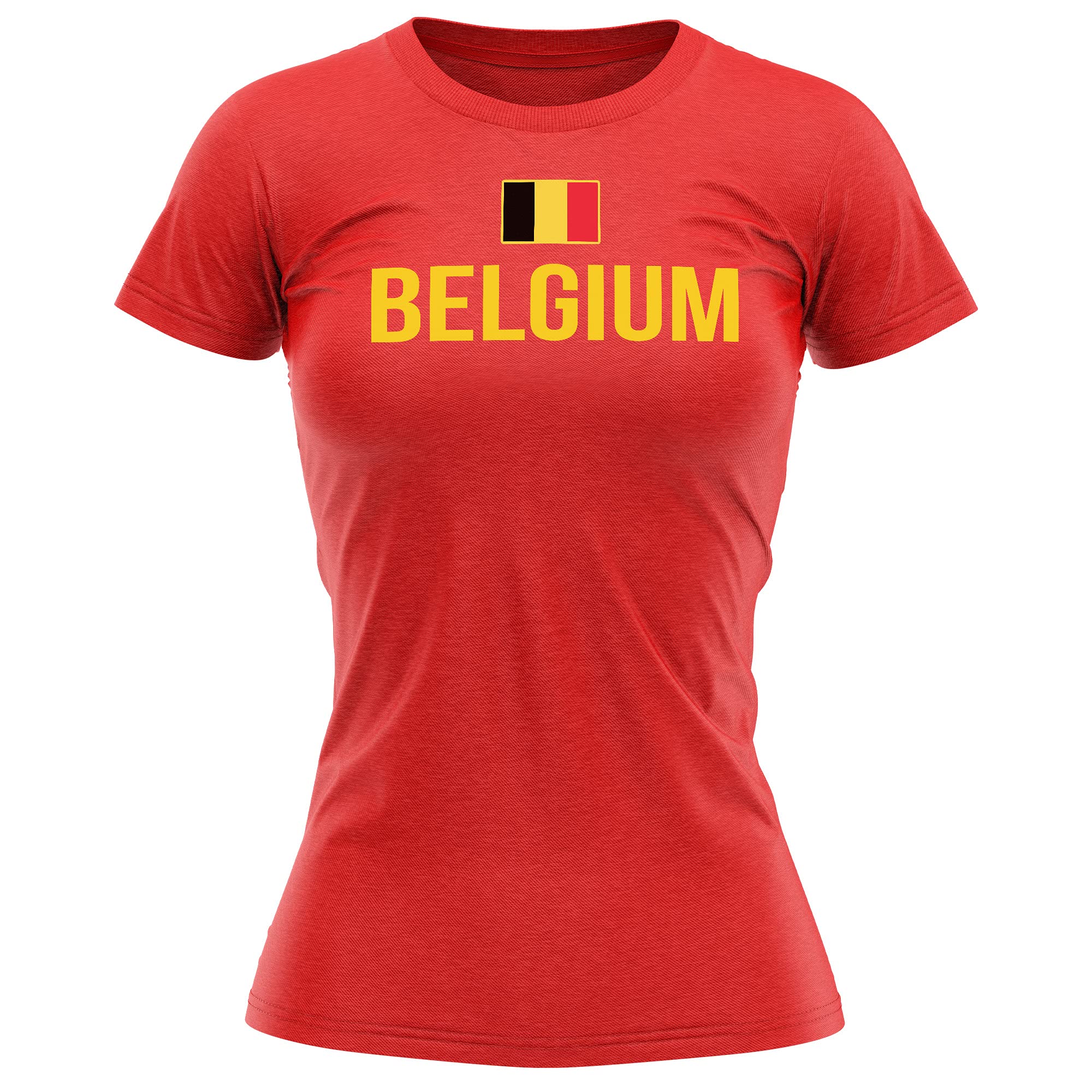 Purple Print House Womens Belgium Football Shirt - Belgium Flag Football T Shirt - Football Country European Belgian Tournament Gifts for Her - Unique Footy Top, S, Red โ image 1