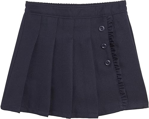 Nautica Girls' School Uniform Pleated Scooter, Navy Ruffle, 16 Plus