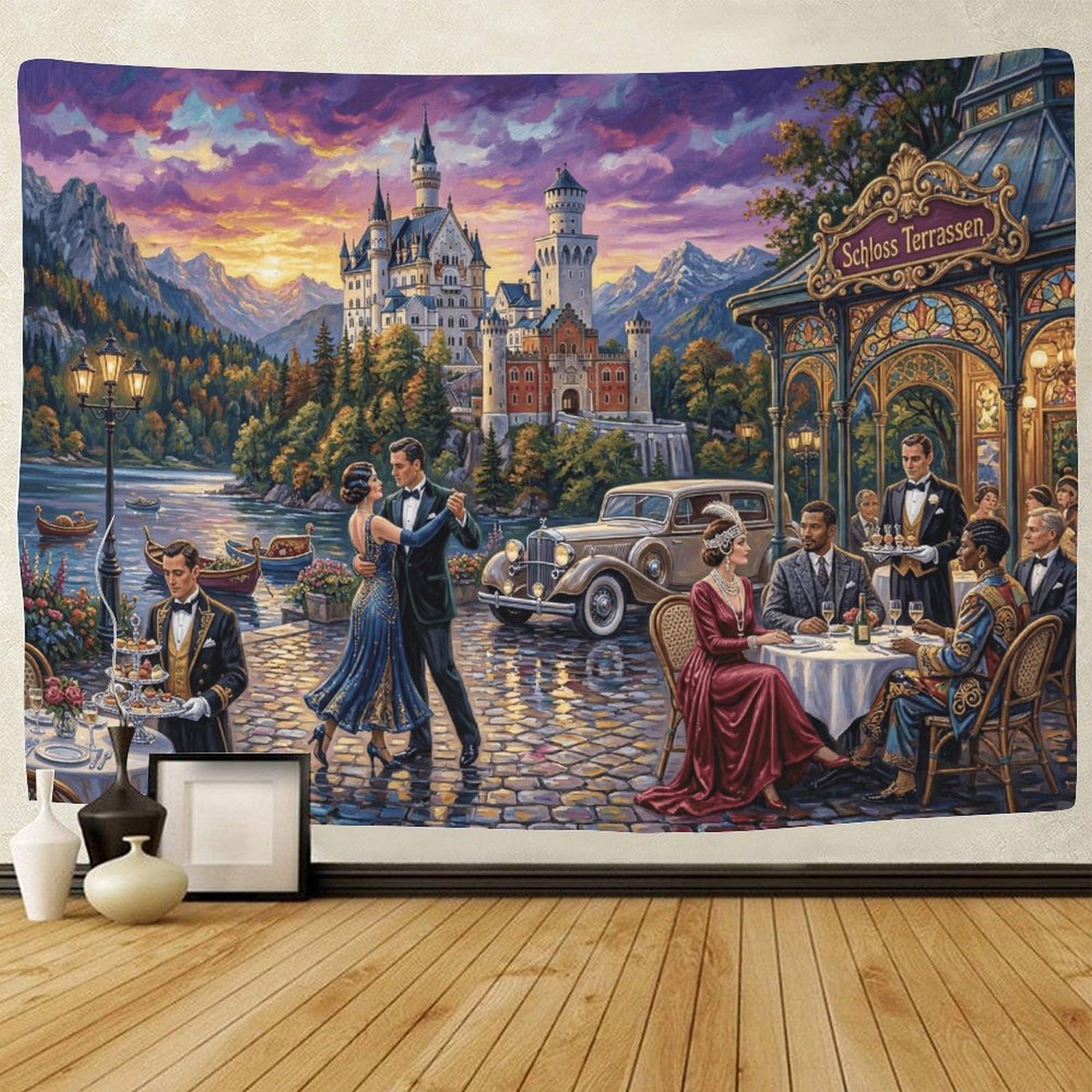 GPMNBCXZK Neuschwanstein Castle Tapestry for Bedroom 3D Print Wall Hanging Decor Oil Art Tapestries Poster Home Decoration Bedroom Dorm 150cmx200cm