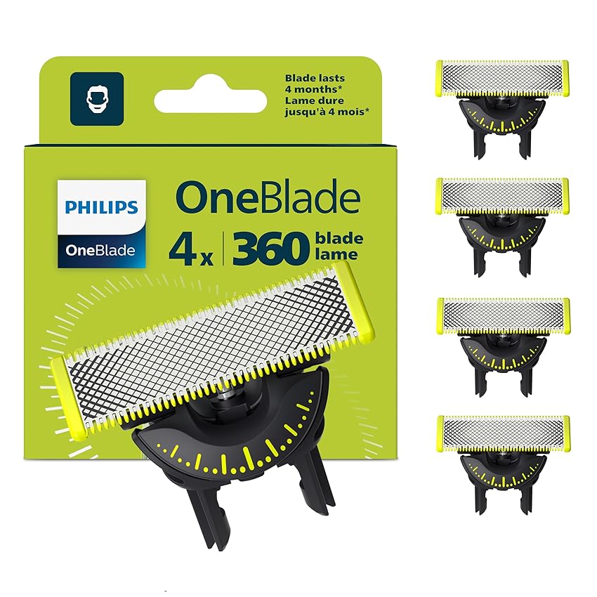 Philips OneBlade Original 360 lame, compatibili con tutti i modelli OneBlade e OneBlade Pro, 4 pezzi (modello QP440/50)