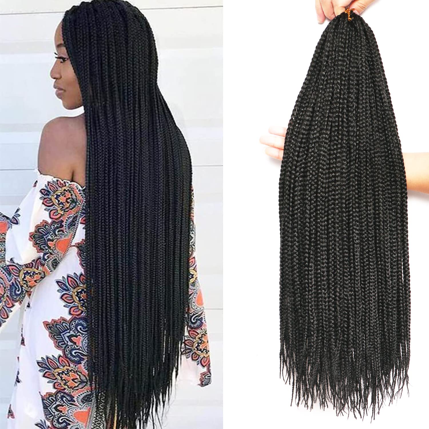 7 confezioni all'uncinetto Braids Meches extension capelli naturali per trecce africane parrucca nera parrucca donna naturale treccia africana donna (66 cm(confezione da 7), #1B)