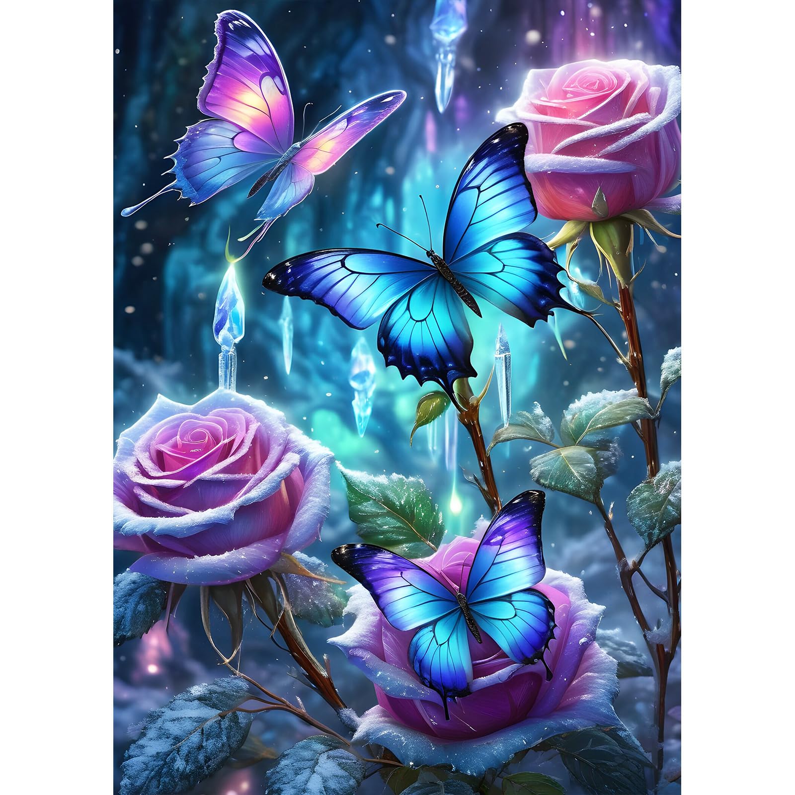 DPHERO Butterfly Diamond Painting Kits for Beginners Adults,5D DIY Roses Diamond Art Kits,Round Full Drill Fantasy Diamond Painting Art,DIY Painting by Numbers Diamond Art Painting 12x16 inch