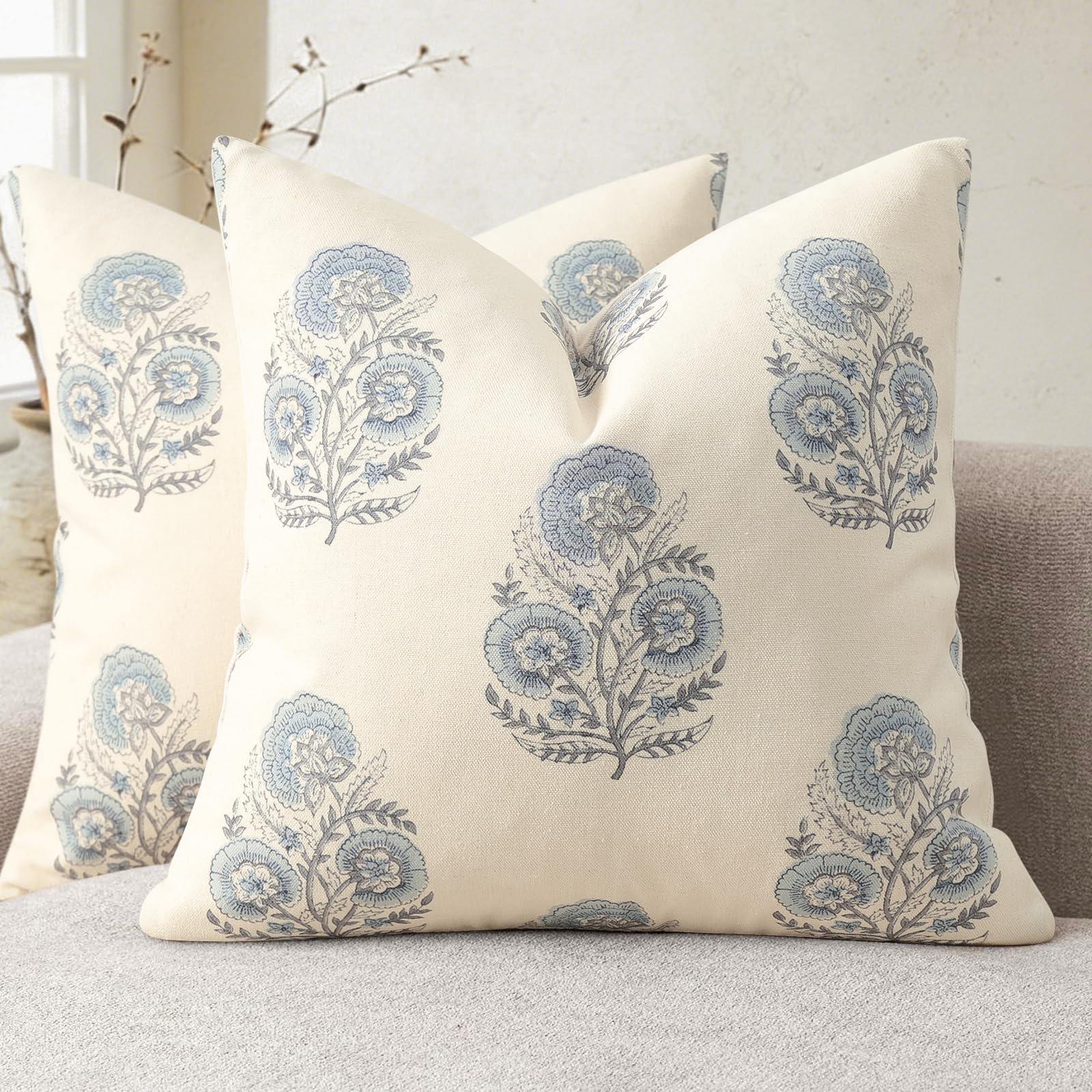 YCOLL Vintage Blumendruck Kissenbezug 40x40 2er Set Blumen Kissenbezüge, Sofakissen, Modernes Design Dekokissen für Sofa, Couch, Stuhl, Bett, Wohnzimmer Heimdekoration,