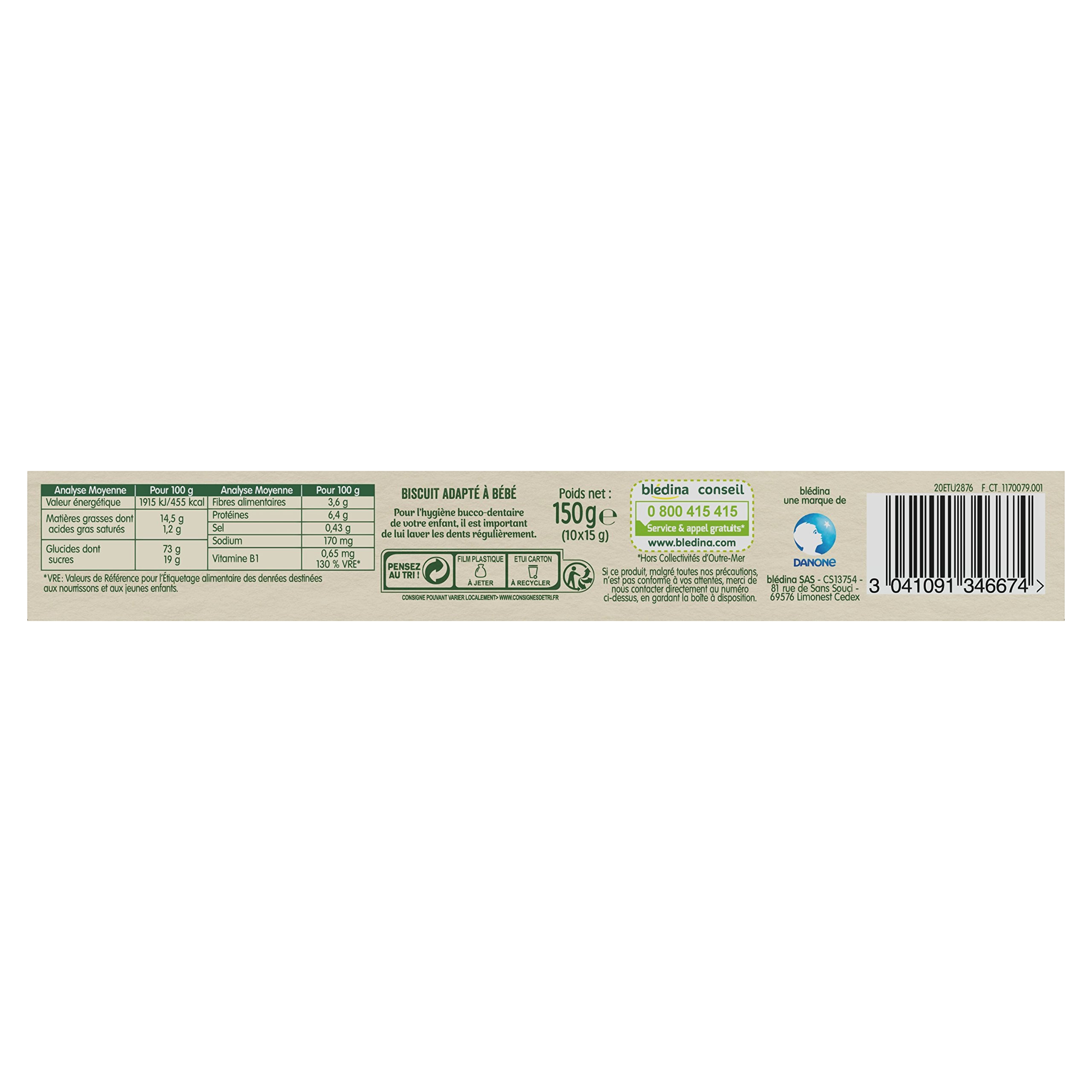 Blédina Les Récoltes Bio Mon Premier Biscuit Bio Nature (Pack de 14)