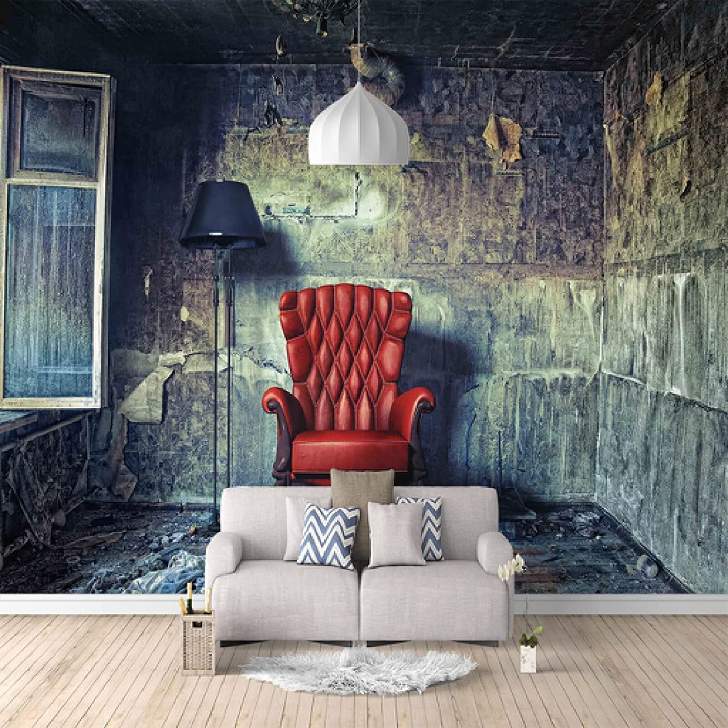Papel Pintado Mural 3D Sofá Rojo De La Casa Retro Papel Pintado Mural 3D Papel Pintado De Pared Carteles De Pared Pegatina De Pared Borde Autoadhesivo Ladrillo Baño Dormitorio 250(ancho)x175(alto) cm