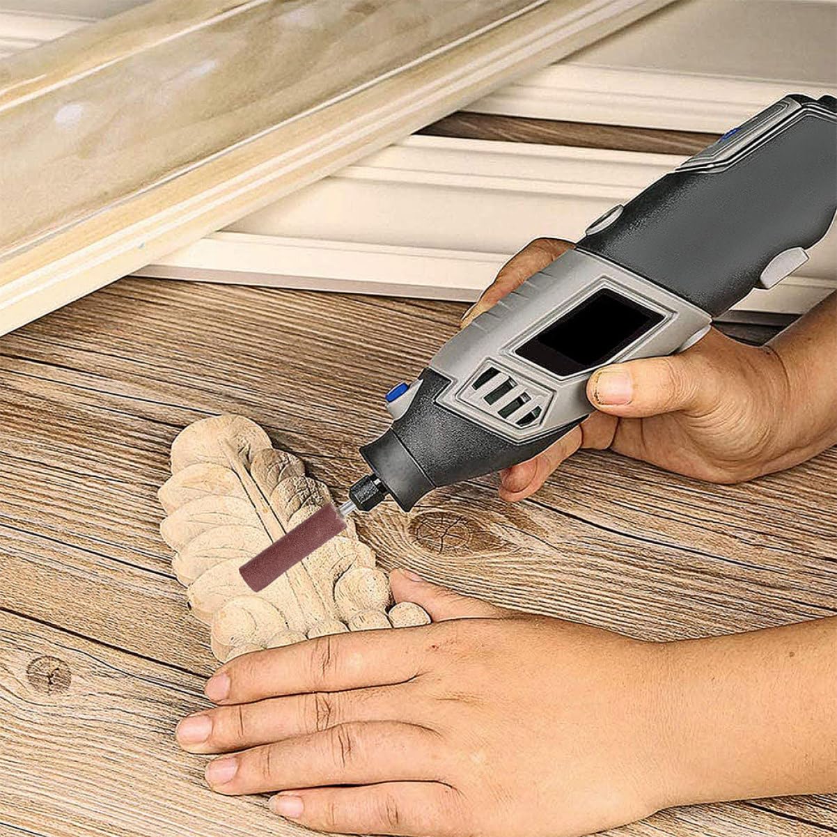Cabilock Lamellenschleifscheibe Satz mit 80/240 Körnung und 6-mm Schaft Zylindrischer Schleifkopf aus Sandpapier und Eisen für Rotierende Werkzeuge und Druckluftschleifer Effiziente