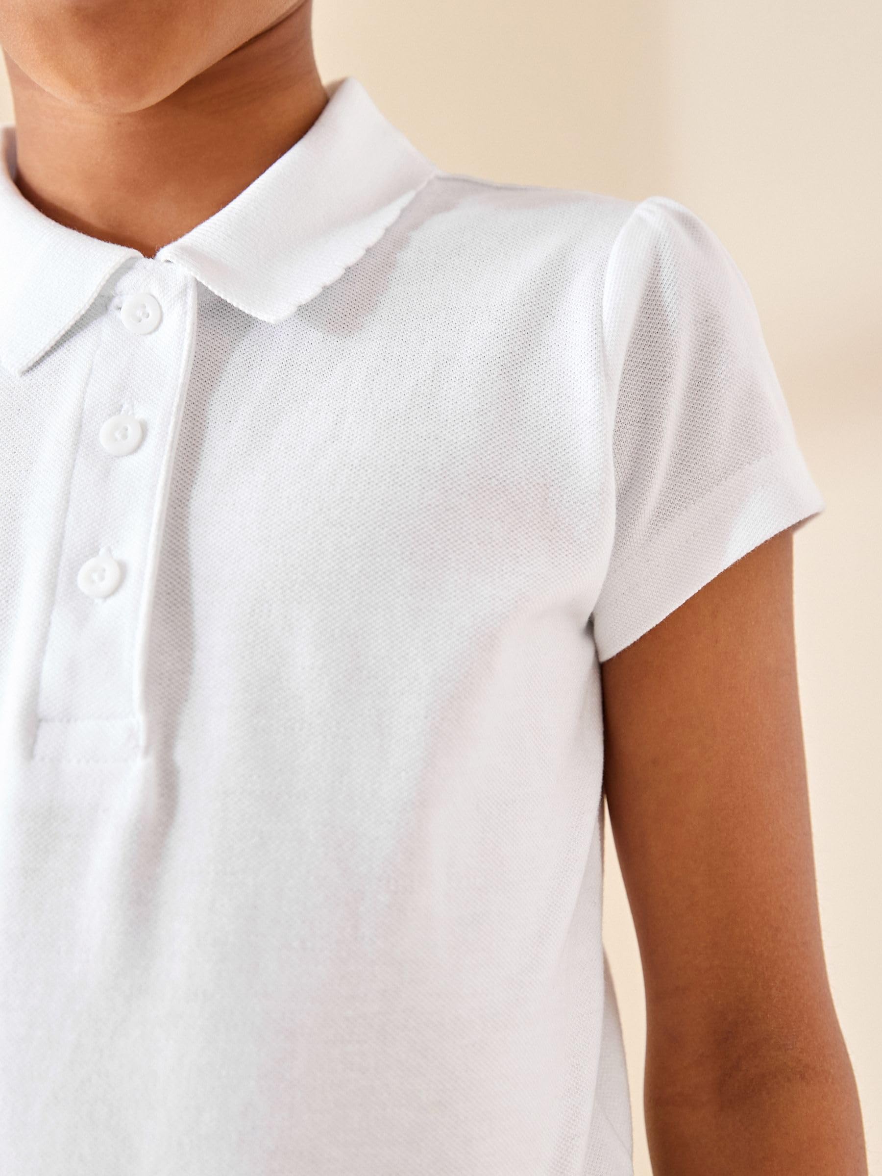 NEXT Niñas Pack de 2 Polos de Manga Corta de Corte estándar 100% algodón Blanco 6 Años