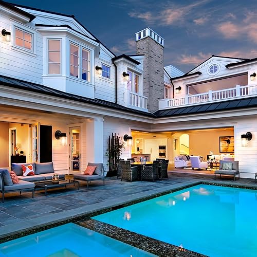 Miniatura 9 de Farol de pared para exteriores, aplique de pared impermeable exterior, iluminación de pared negra para puerta delantera con pantalla de vidrio