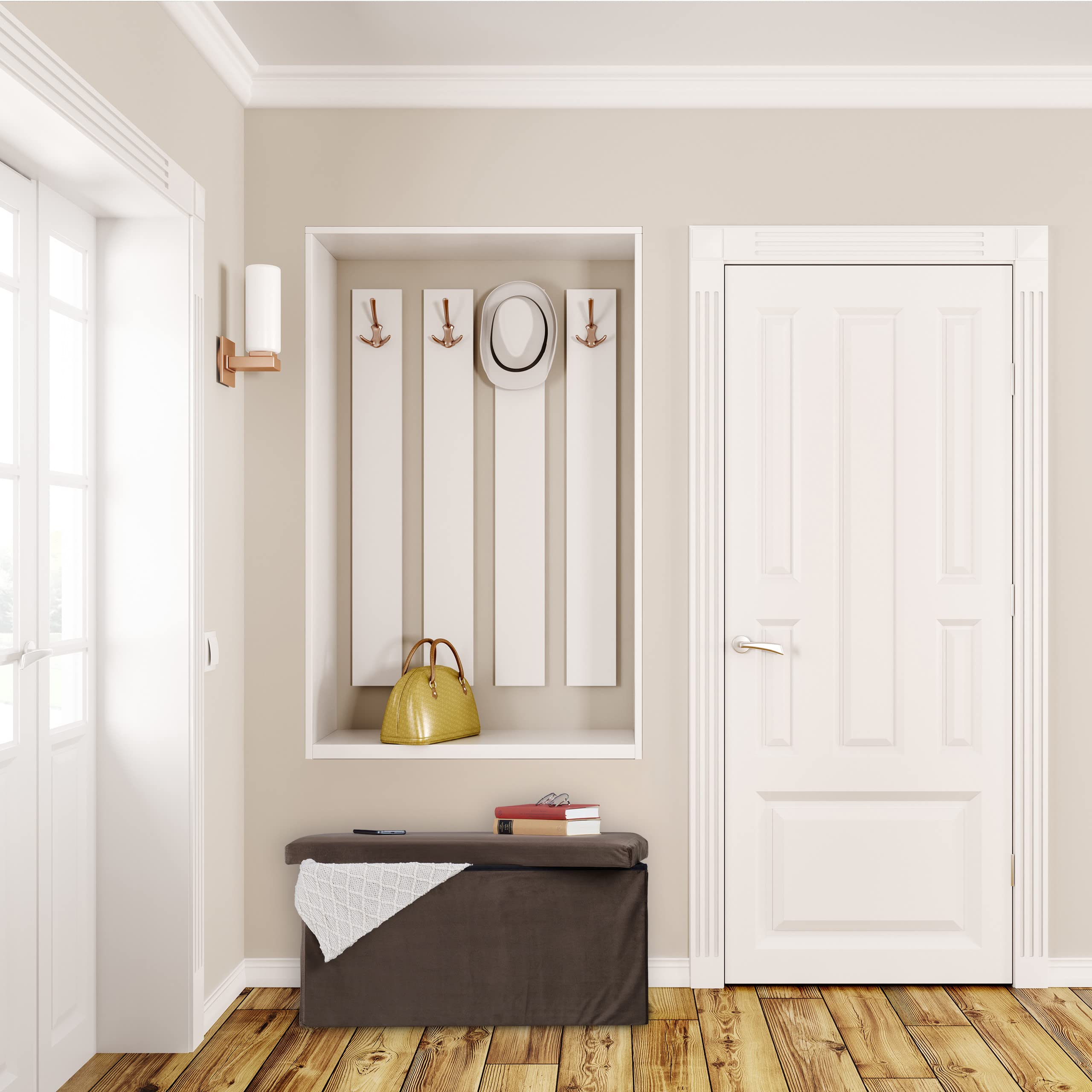 Relaxdays Banco Almacenaje, Funda de Terciopelo, 80 L, Salón, Dormitorio, Baúl Almacenamiento, 38 x 77 x 39 cm, Marrón