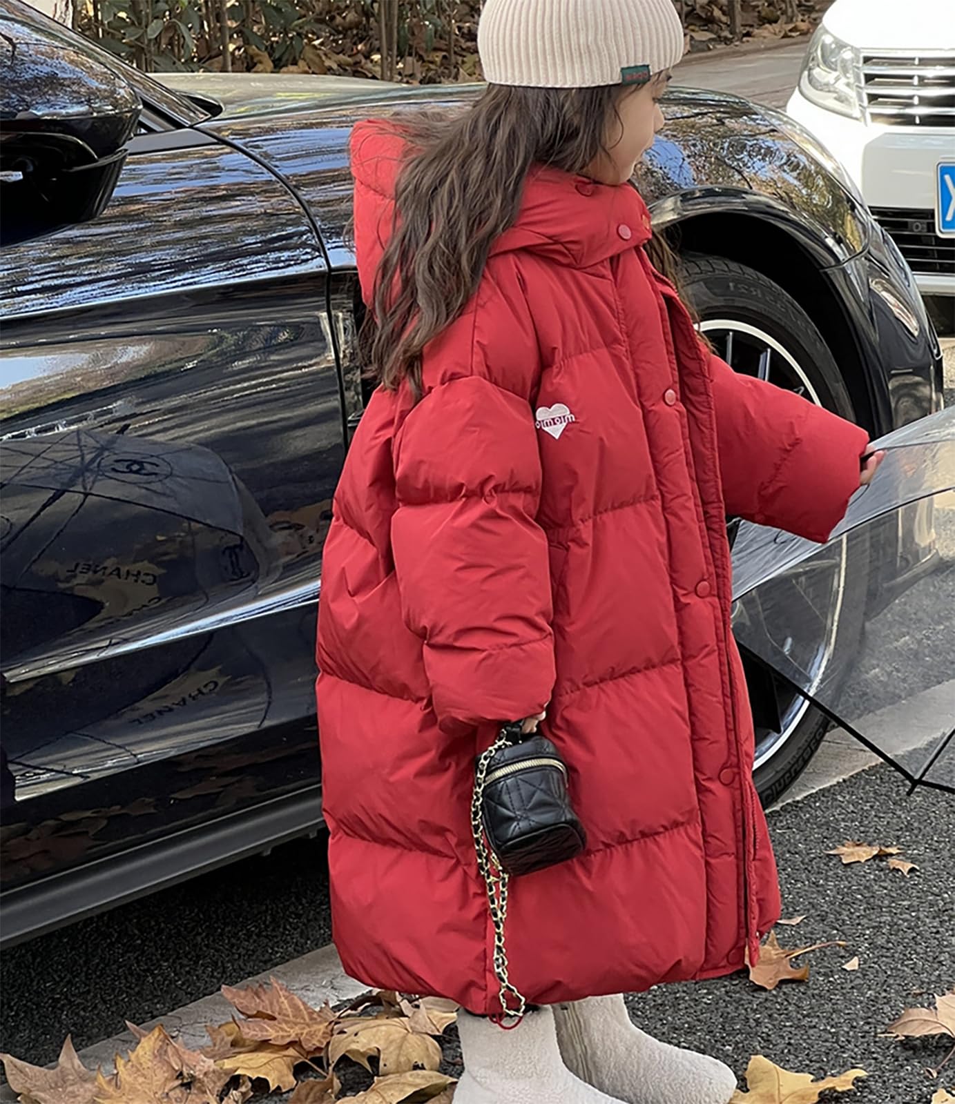 Cappotto da ragazza, piumino per ragazze, caldo, giacca invernale, giacca per bambini con cappuccio a metà lungo, parka spessa, abbigliamento da sci