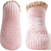 Eono Fluffy Slipper Socks for Women, Warm Cosy Fuzzy Socks, Winter Thick Slipper Socks With Grippers, Bed Socks Ladies Non Slip One Size Christmas Gifts
