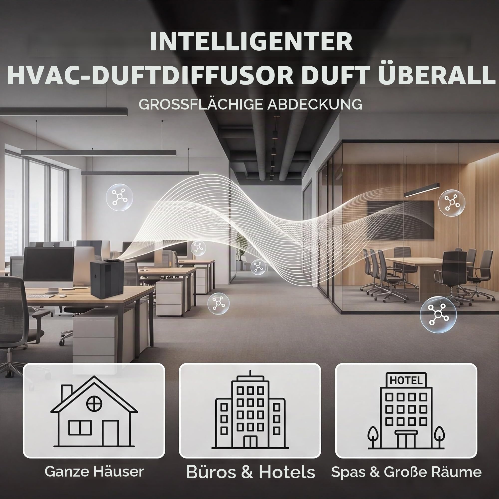 Smart HVAC Duft-Diffusor für Home Office Spa, Aromatherapie-Diffusor mit Mobile App Control, leise & effizient, große Raumduftabdeckung