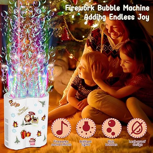 Miniatura 3 de Máquina de burbujas de fuegos artificiales de juguete para niños, máquina automática de burbujas con luces y música, máquina de burbujas eléctrica