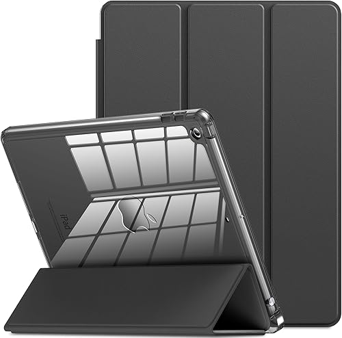INFILAND Funda compatible con iPad de 987 generación (202120202019), parte trasera ultra transparente y funda de piel sintética. Protección contra