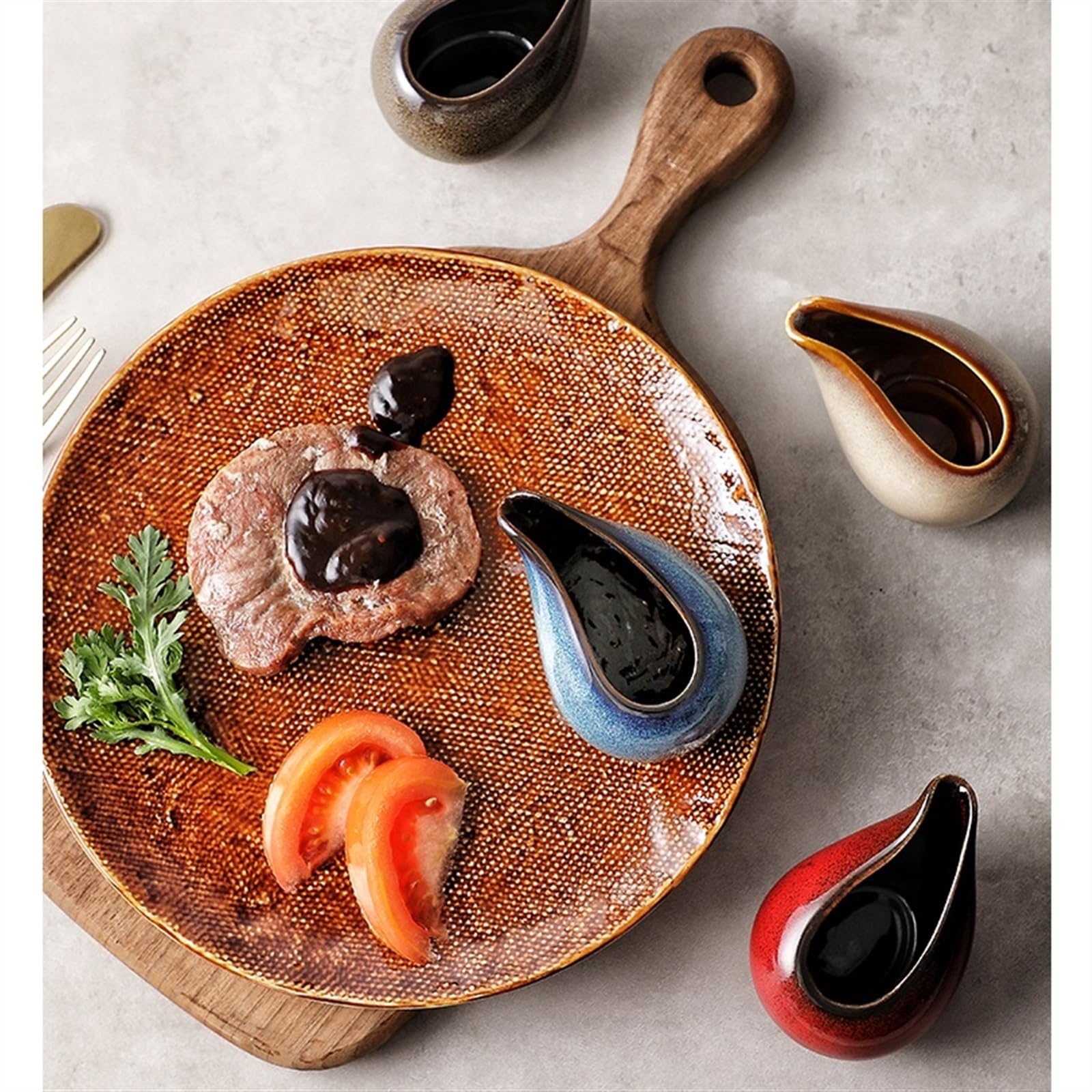 Saucièren mini miski na sosy, 3,4 uncji, ceramiczne, szklane, do mleka, dzbanek, kreatywna kawa, małe mleko, do gospodarstwa domowego, małe sosjerki do mleka, sosów (niebieskie)