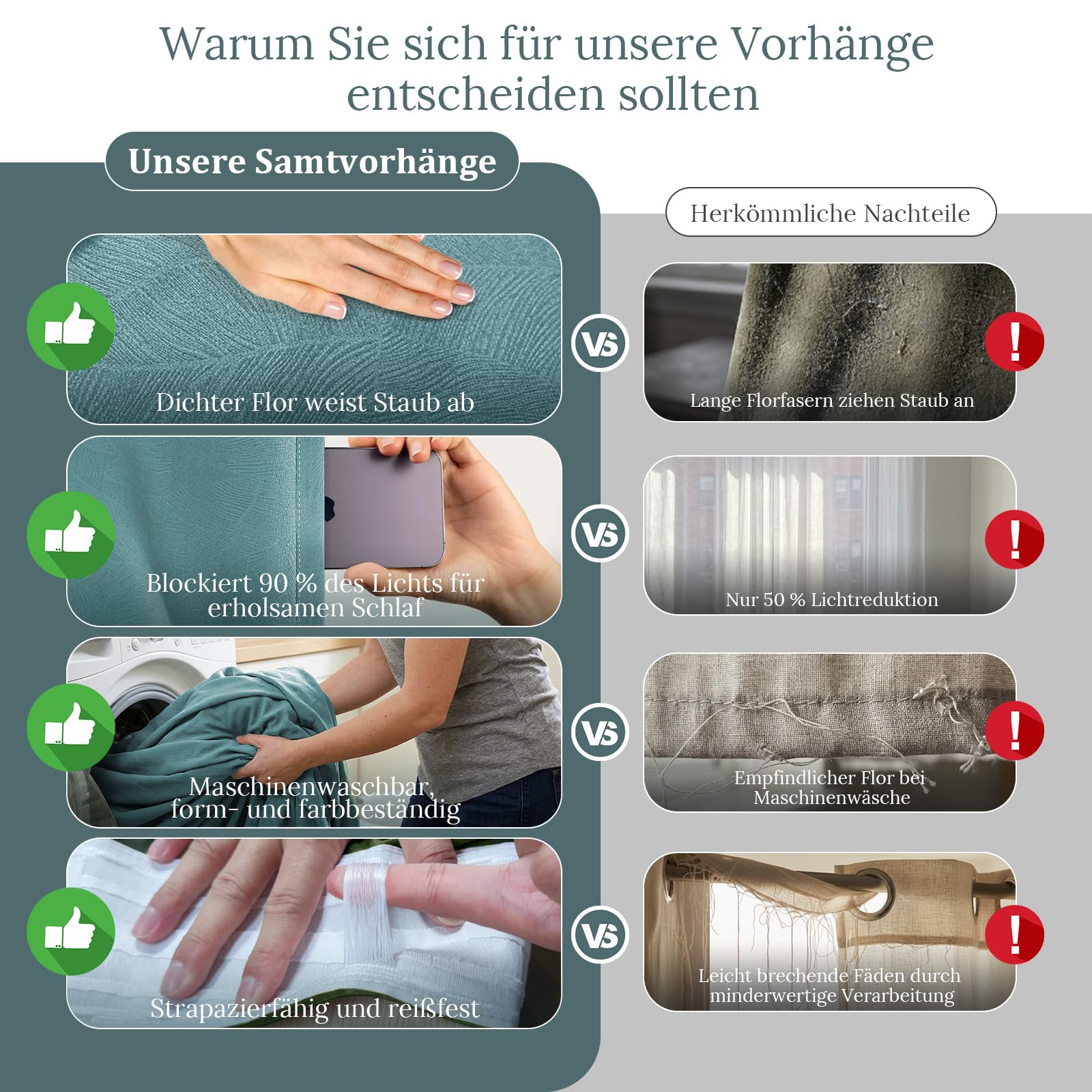 2er Pack Verdunklungsvorhänge Kräuselband für Wohnzimmer Schlafzimmer, Blau