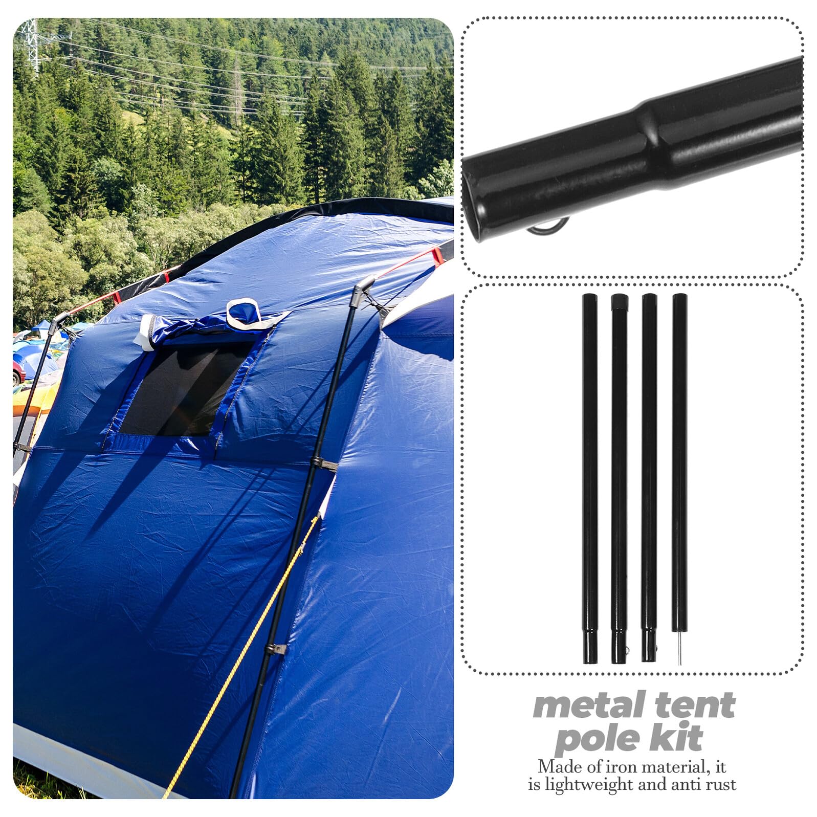 Cabilock Metall Zeltstangen Zeltstützstangen 4 Stück 25mm Durchmesser 2,1m Länge Leichte und Einfach zu Lagernde für Outdoor und Camping