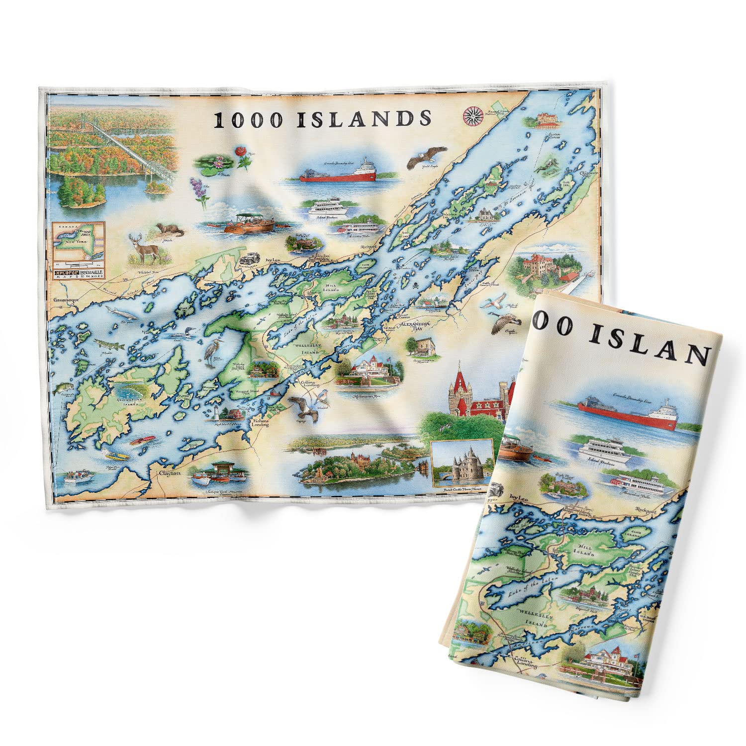 Amazon.com: Xplorer Maps 1000 Islands Map Decorative Flour Sack
