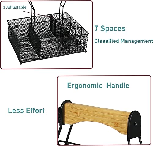 Miniatura 6 de Cesta de malla para parrilla, cesta de malla con soporte para toallas de papel, organizador de picnic para condimentos de utensilios, cestas de