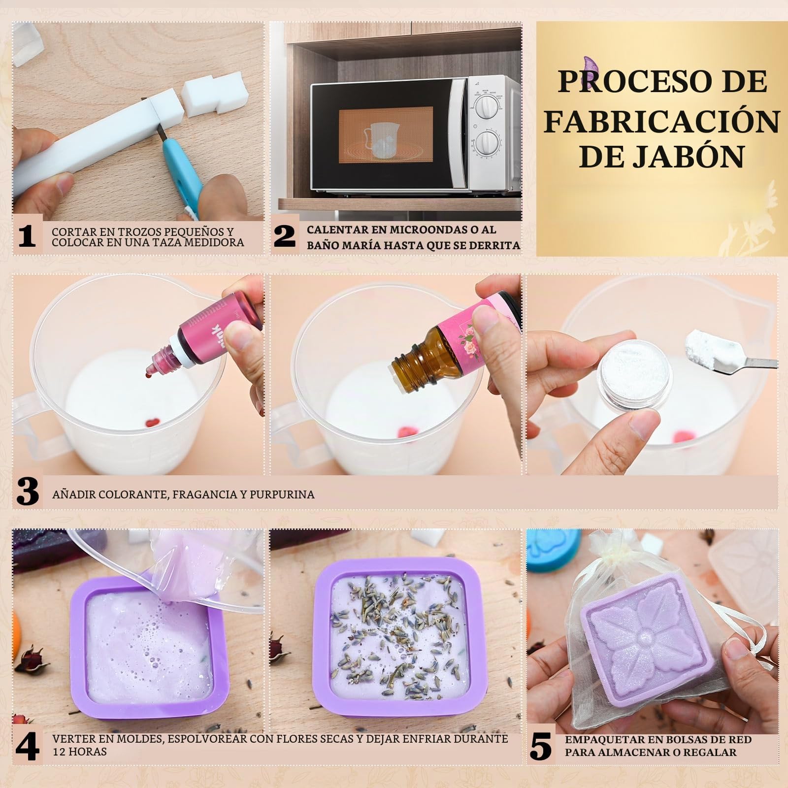 Vezerd kit para hacer jabón artesanal, creativo juego de manualidades para adultos, set de fabricación