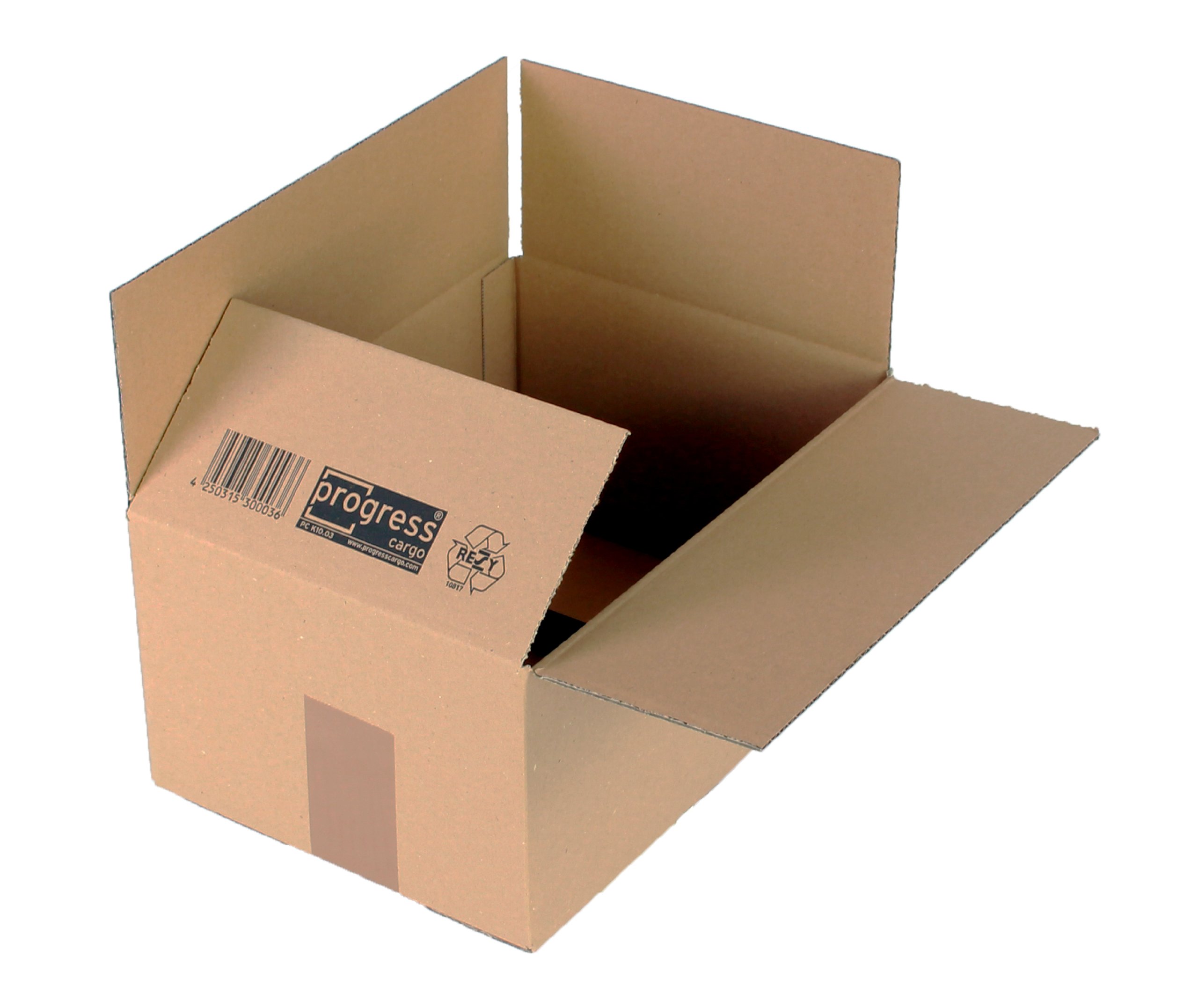 Wellpapp-Faltkarton PC K10.03, 1-wellig, DIN A4, 304 x 217 x 150 mm, 20-er Pack, braun