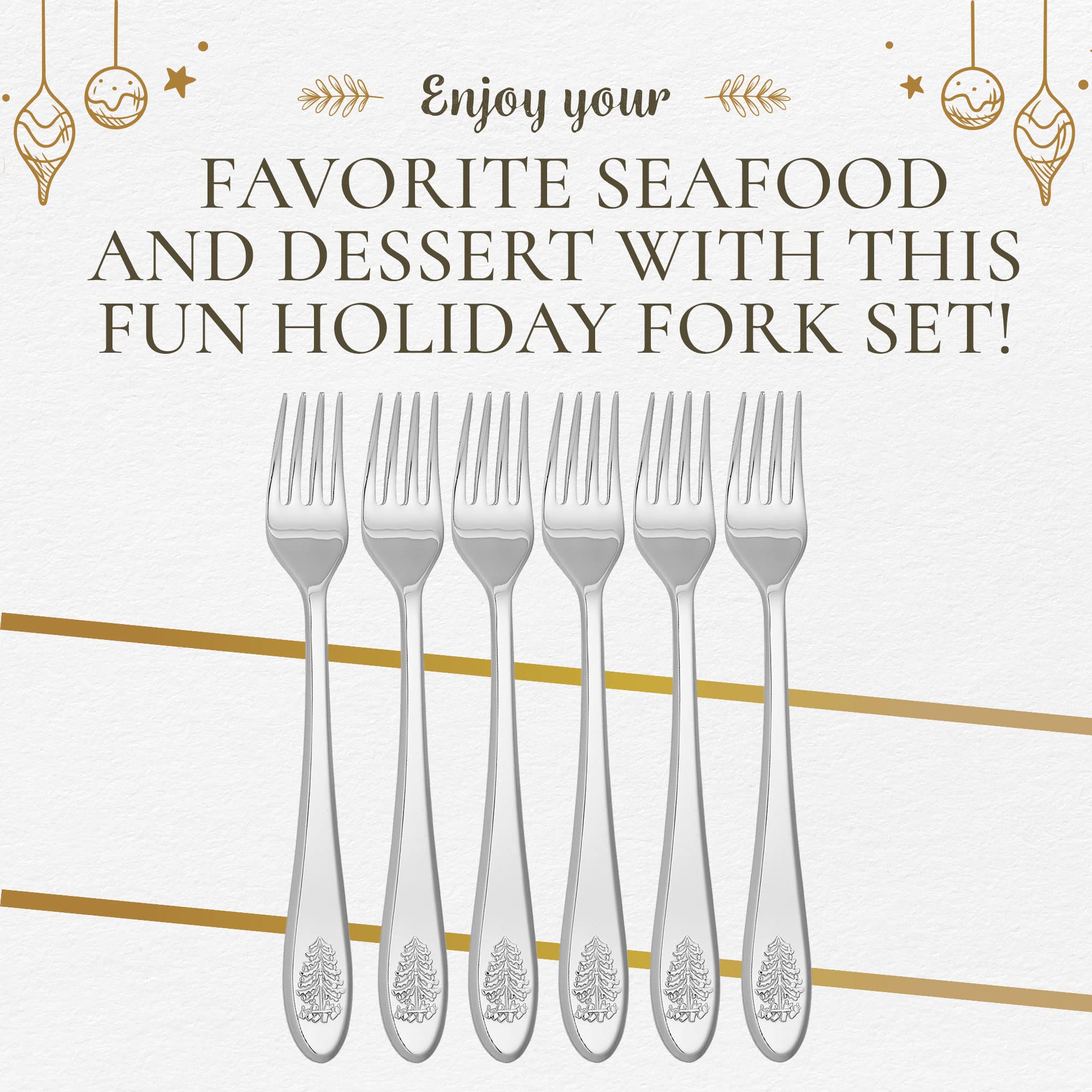 Spode クリスマスツリー フォークセット 6本 Christmas Tree Pastry Forks Set of 6 | Spode