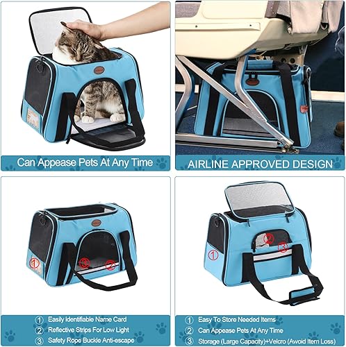Vista 48 de Transportador de gatos para perros medianos y pequeños, perros y cachorros de hasta 15 libras, aprobado por la aerolínea TSA, transportador